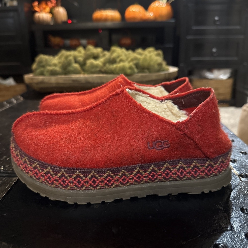 UGG TASMAN Refelt Red Wool Nordic Platform Clogs Shoes Sz 7 EUR 38 Women Rare